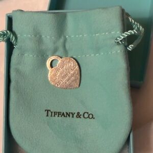 Tiffany & Co. Sterling Heart Tag Charm with Pouch, Box, Bag & Tissue Paper